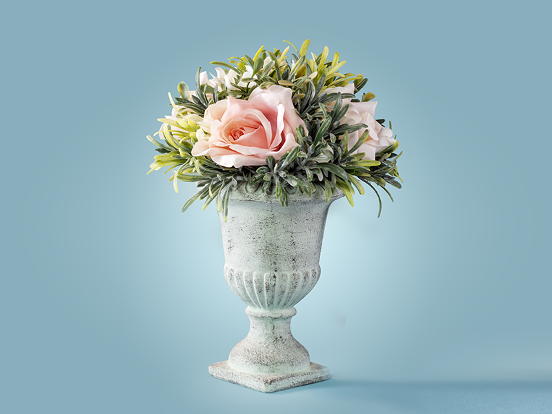 Artificial Flower - Floral In Paper Pot Cream Pink Color